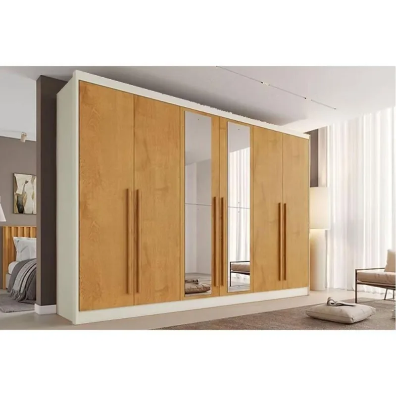 Guarda Roupa 6 Portas (2 C/ Espelho) E 4 Gavetas Alba Plus Off White/peroba - Europa - Europa - Móveis