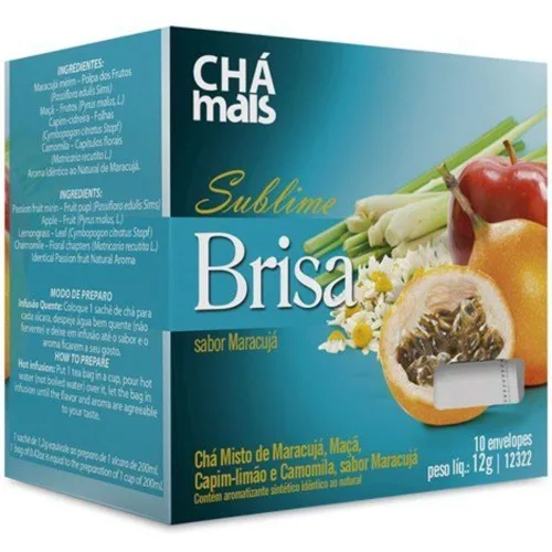 Cha Sublime Brisa Maracuja 10 Envelopes Cha Mais - CHAMAIS - Mercearia