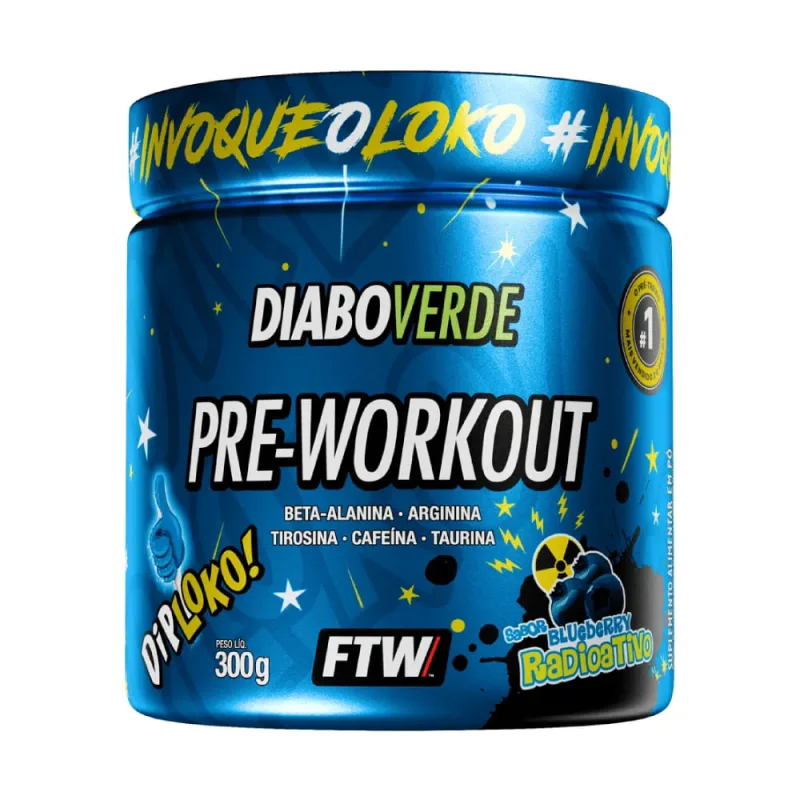Pre-Workout Dip Loko! Blueberry Radioativo Diabo Verde 300g - Diabo Verde - Suplementos