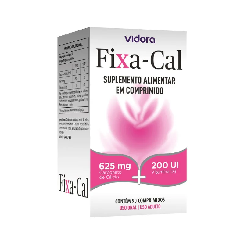 Suplemento Alimentar Fixa Cal 625mg + 200ui 90 Comprimidos Vidora