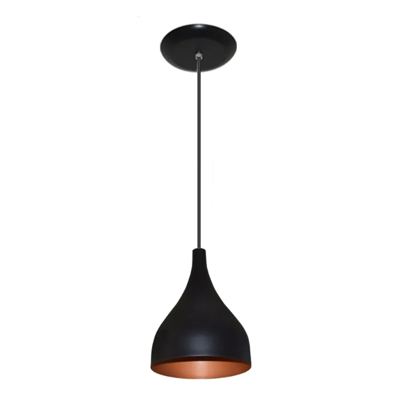 Luminaria Colorida Modelo Funil Preto Cobre Amandini