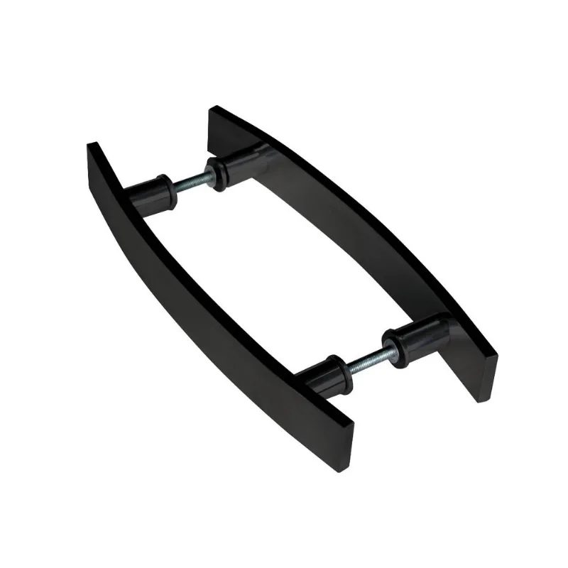 puxador de porta curvo em alumínio maciço preto 40mmx8mmx300 reis inox