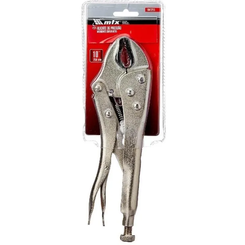 Alicate De Pressão 10" 1843255 Com Mordente Curvo Reto Em Aço Carbono Mtx - mtx - Ferramentas