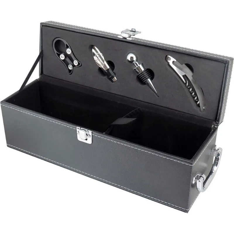 Malbec Estojo Vinho 12X35X11Cm Sintético Preto 5Pç Com Acessórios