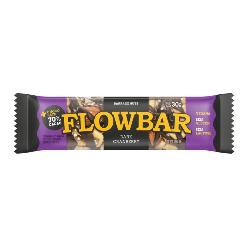 Barra De Nuts Flowbar 5g De Proteína Chocolate 70% Dark Cranberry 30g - Não Informado - Mercearia