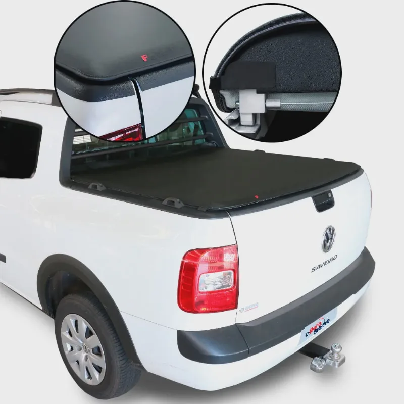 Capota Maritima Volkswagen Saveiro 2014 a 2021 Cabine Dupla com Gancho Flash Cover Lona Preta