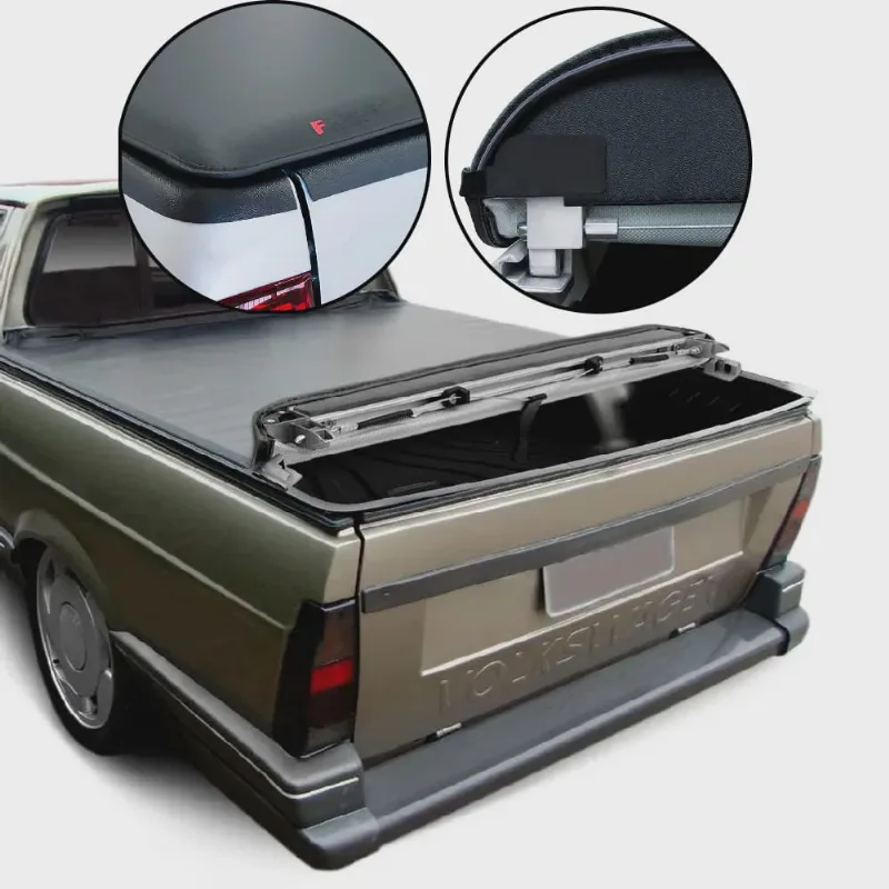 Capota Maritima Volkswagen Saveiro 1982 a 1997 Cabine Simples com Grade Flash Cover Lona Preta