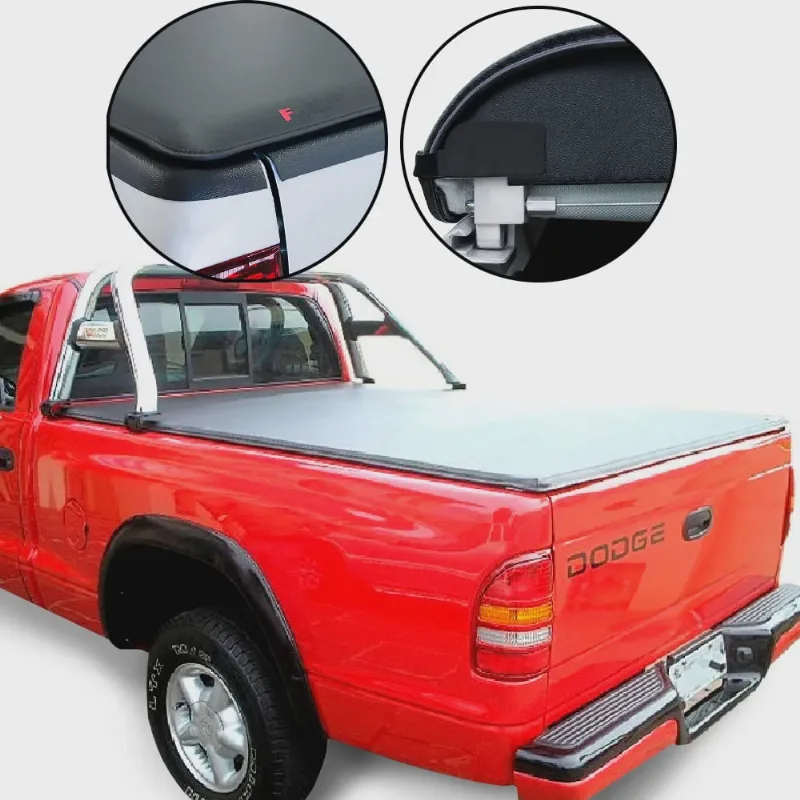 Capota Maritima Dodge Dakota 1998 a 2001 Cabine Simples sem Santo Antonio Flash Cover Lona Preta