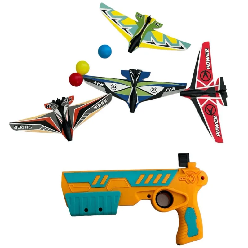 Pistola Lança Aviao + Bolinha Brinquedo Lança Avião Arminha