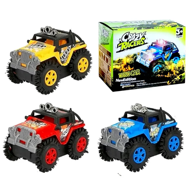 Coleção 3 Jipes Cambalhota 4x4 Clássico a pilha Escala Brinquedo Infantil