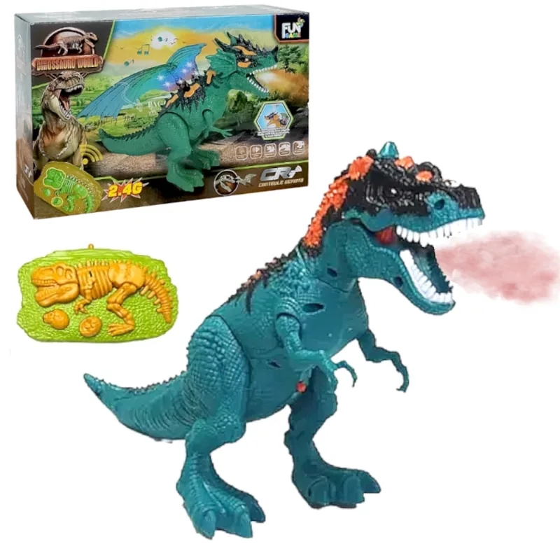 Dinossauro Tiranossauro Rex com Luz Som Solta Fumaça de Controle Remoto