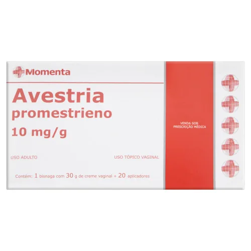 AVESTRIA 10 MG/G CREM VAG CT BG AL X 30 G + 20 APLIC - MOMENTA - Produtos Farmacêuticos