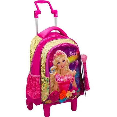 Mochila Infantil Com Rodinhas Média Barbie Portal Secreto Rosa Sestini - SESTINI - Papelaria