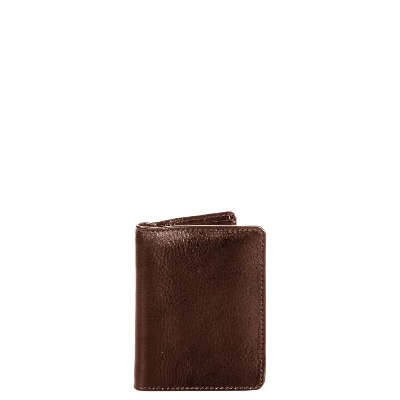 Carteira Masculina Pequena e Porta Cartão Externo Couro - Café