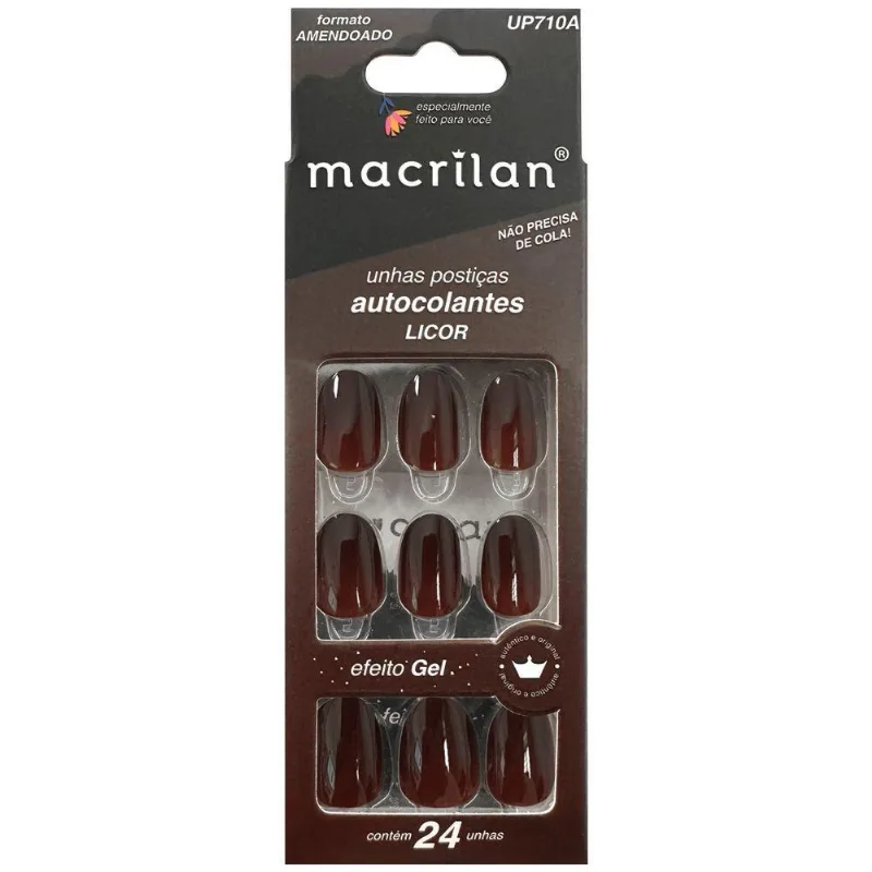 Macrilan Unhas Postiças Autocolantes Efeito Gel Licor Up710A (24 Unidades)
