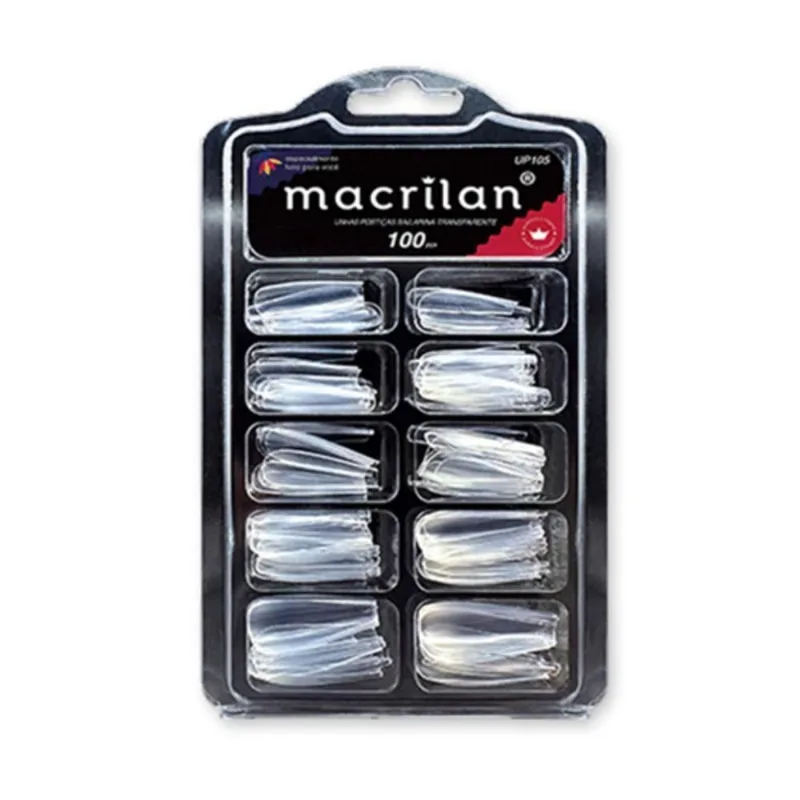Macrilan Tips Bailarina Transparente Kit C-100 Unhas Up105
