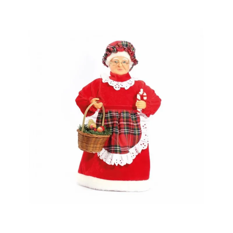 Mamãe Noel Tradicional Avental Xadrez 41Cm Cesta - Magizi