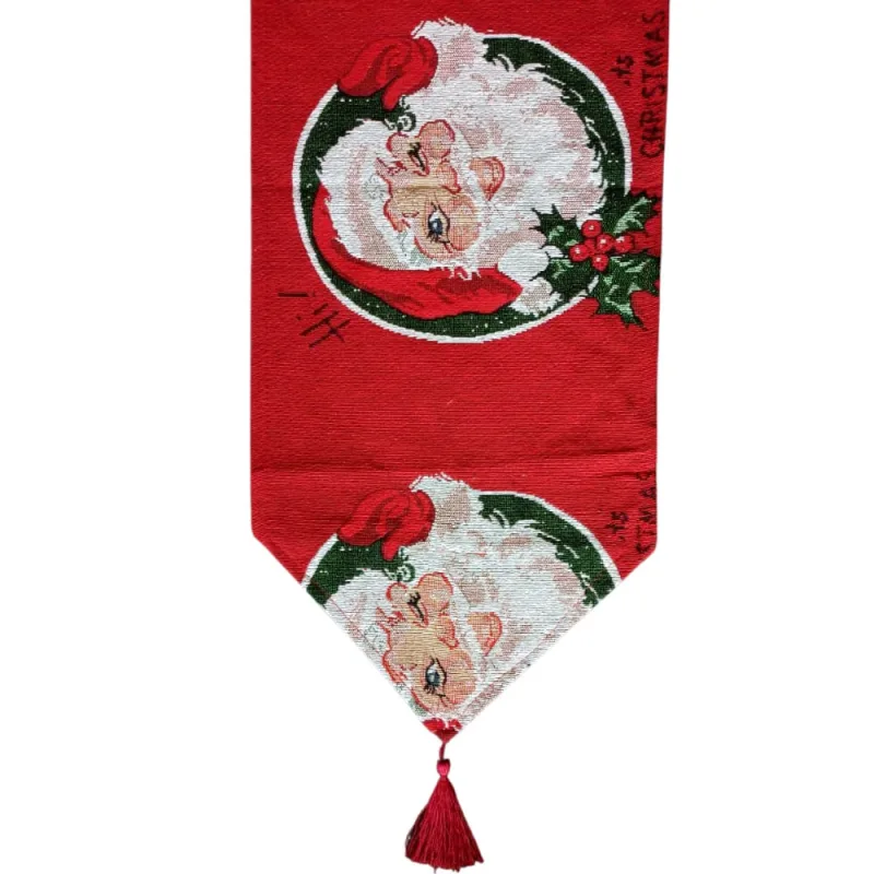 Trilho/Caminho de Mesa Natalino Papai Noel Tecido Gobelem - 180x33cm saldão - Não Disponível - Artigos De Festa