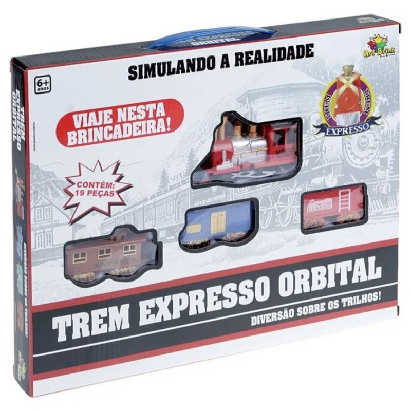 Pista Trem Expresso Trilho Orbital 19 Peças Ferrorama Art Brink