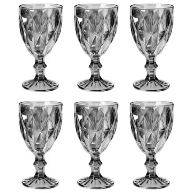 Jogo De Taça Vidro Milbali Art House Bali 6 Taças 320ml Zein Grafite - OUTRAS - Utilidades Domesticas