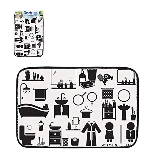 Tapete 40x60cm Preto/branco - ART HOUSE - Bazar