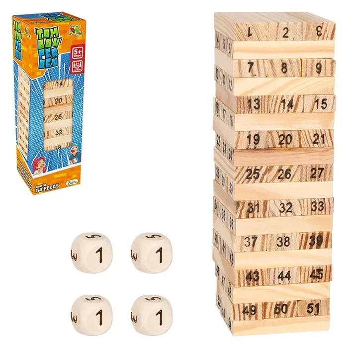 Jogo Tombou Perdeu Mdf 54 Peças - LC - Brinquedos