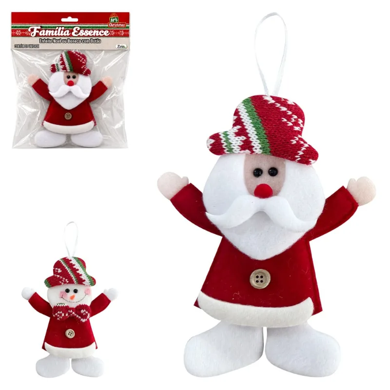 Enfeite de Natal Papai Noel ou Boneco com Botão Family Essence (sortido)