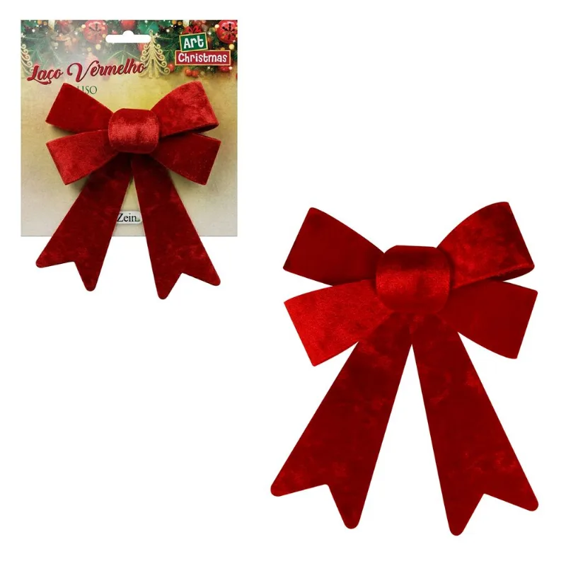 Laço Decorativo de Natal Vermelho 14x19cm