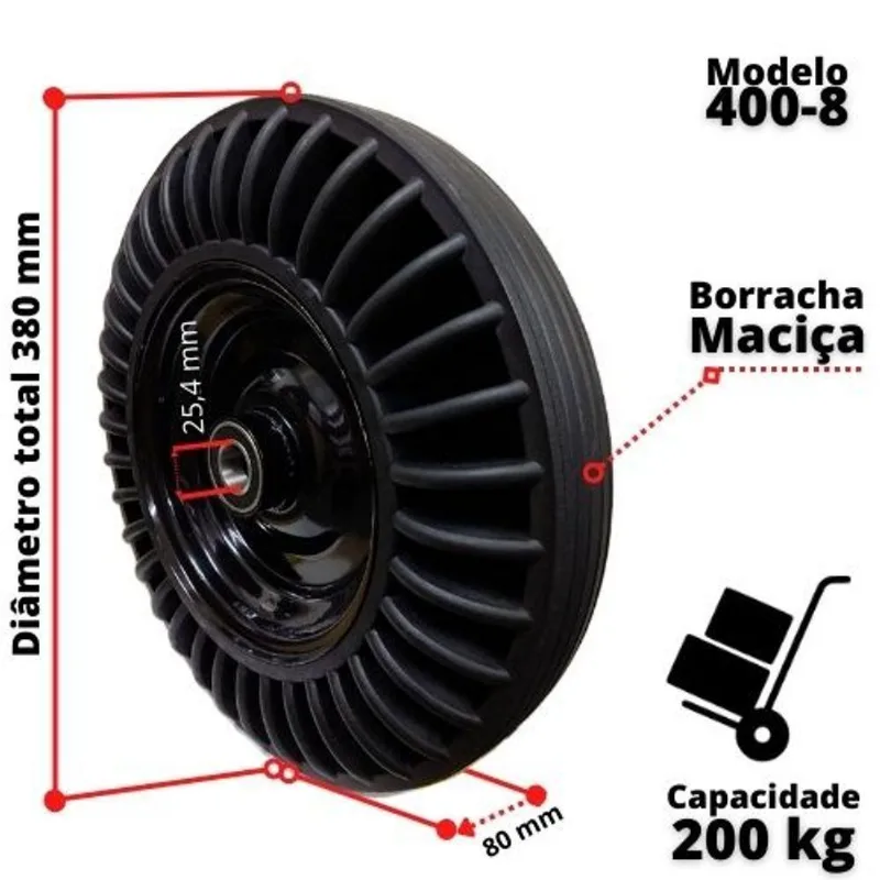Pneu 400x8 Maciço Carrinho Plataforma Carga