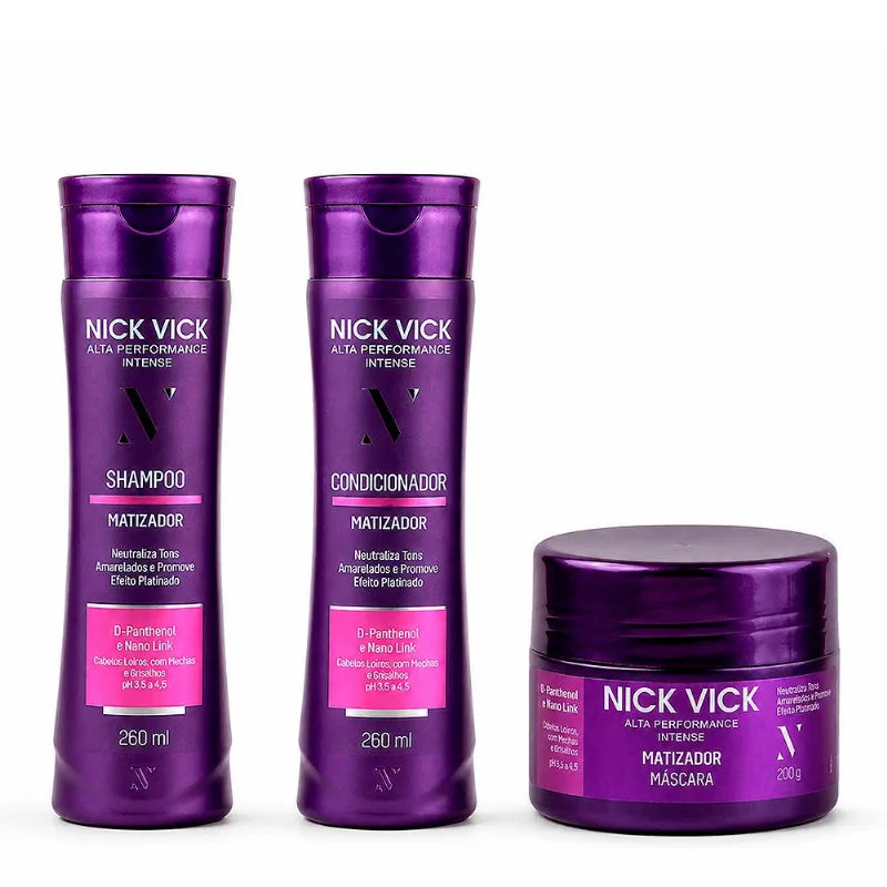 Kit NICK VICK Matizador (Shampoo, Condicionador e Máscara Hidratação) Kit NICK VICK Matizador (Shampoo, Condicion. e Máscara )