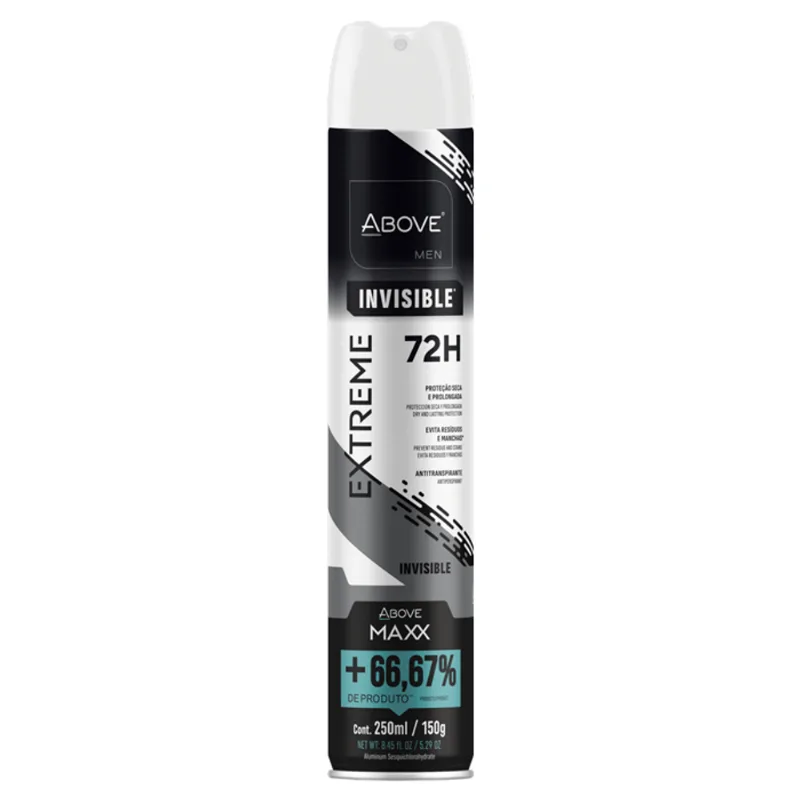 Desodorante Antitranspirante Aerossol Above Men Invisible Extreme Maxx 250ml