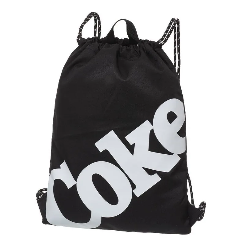 Mochila Bolsa Saco Coca Cola Mesh Preta Pacific Preto