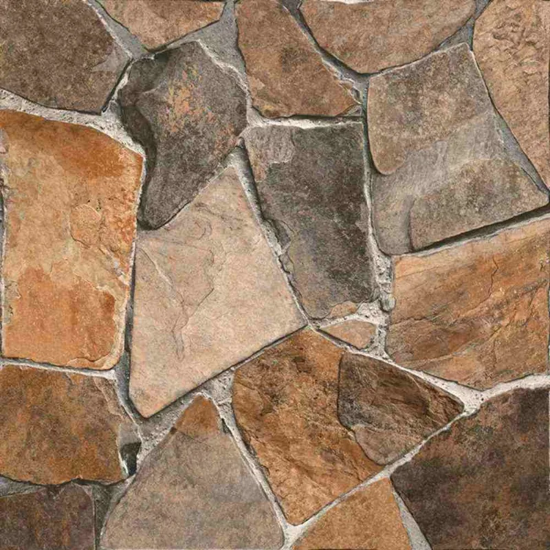 Piso Piedra Relevo Retificado Rústico Marrom 65x65cm 2,94m2
