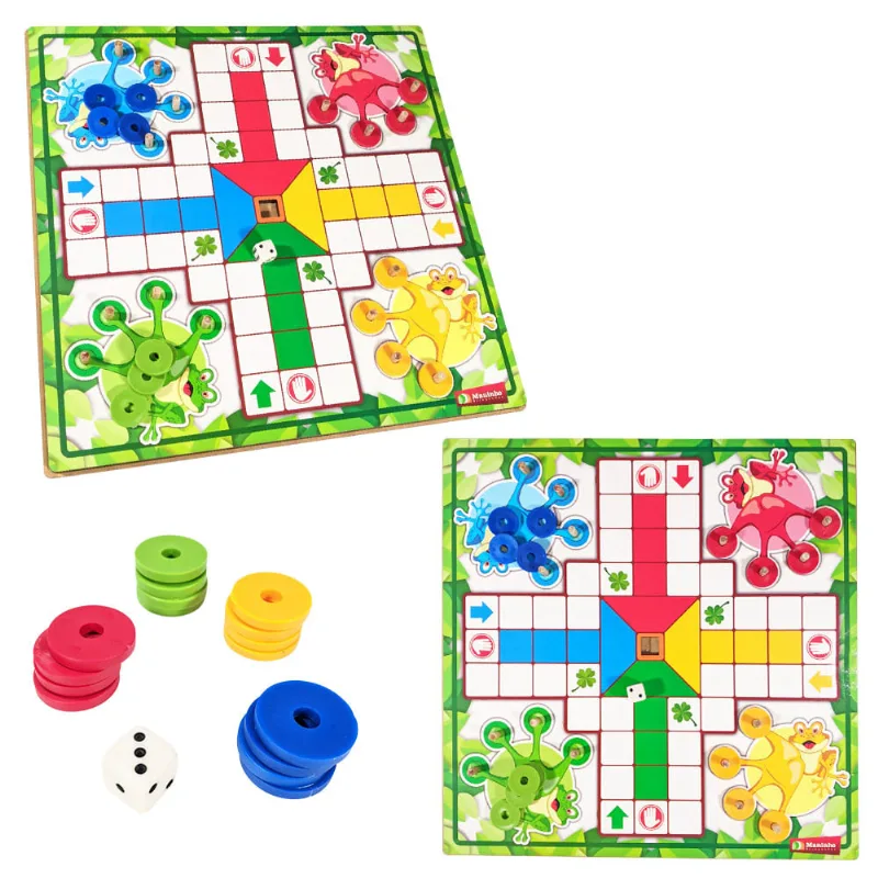 Jogo Ludo Tabuleiro Educativo Madeira Mdf Clássico Sapinhos