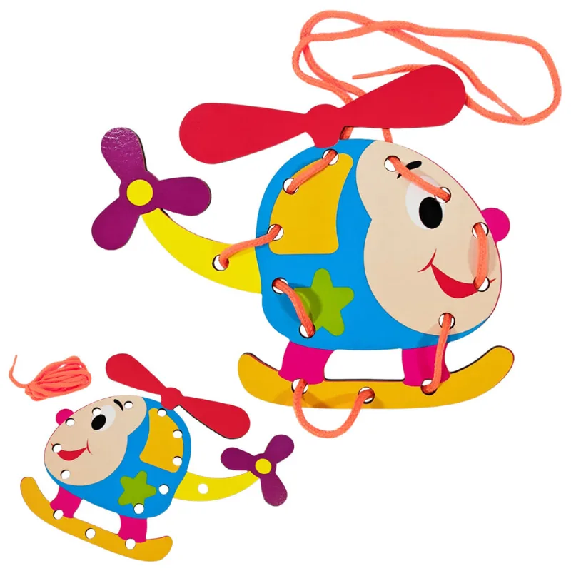 Alinhavo Educativo Brinquedo De Madeira Infantil Helicóptero