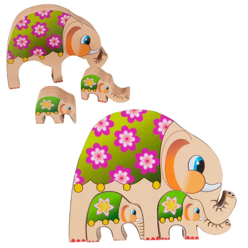 Quebra Cabeça Infantil Madeira Pedagógico Animais Elefante