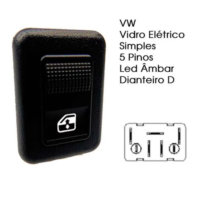 Botão Vidro Elétrico Vw Santana 2 Portas Simples c/ Moldura