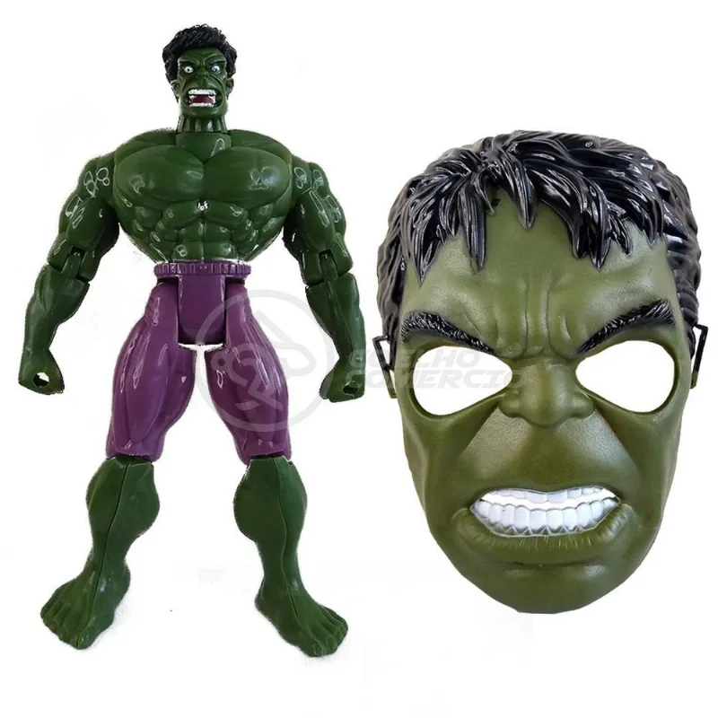 Boneco 25Cm Action Figure Incrivel Hulk + Mascara 16Cm 2