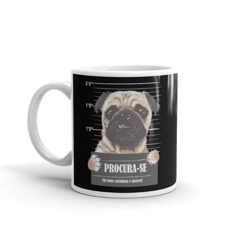 Caneca de Porcelana Pug Procurado