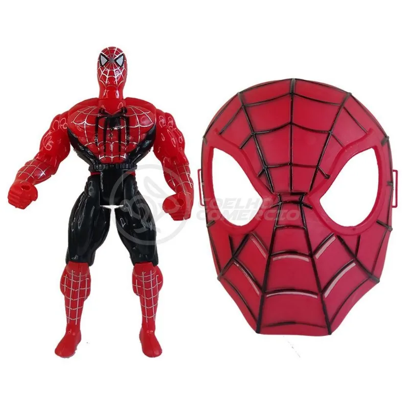 Boneco 25Cm Action Figure Homem Aranha + Mascara 16Cm 3