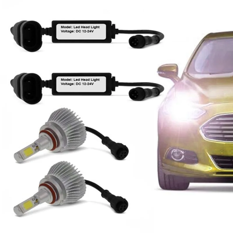 Kit de Farol para Carro Automotivo Lanterna Lampada Super Led Hb3 Branca 6000k Headlight (Hb3 90005)