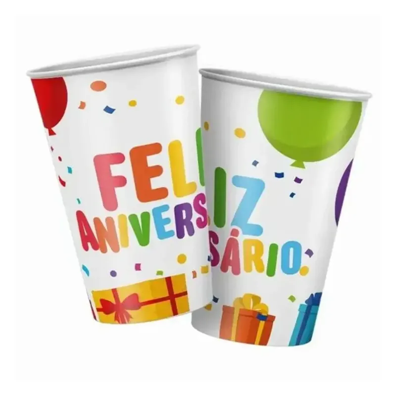 Copo Regina Feliz Aniversário Papel 180ml com 8 Unidades - Regina - Utilidades E Casa