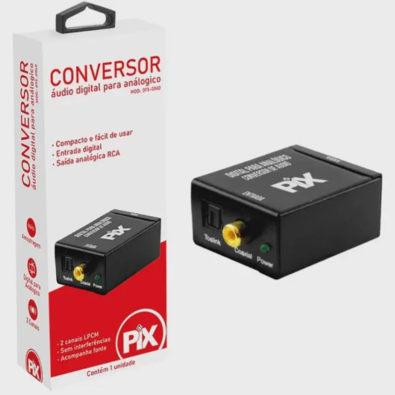 Conversor de Audio - Digital para Analogico - Entrada Digital X Saida rca