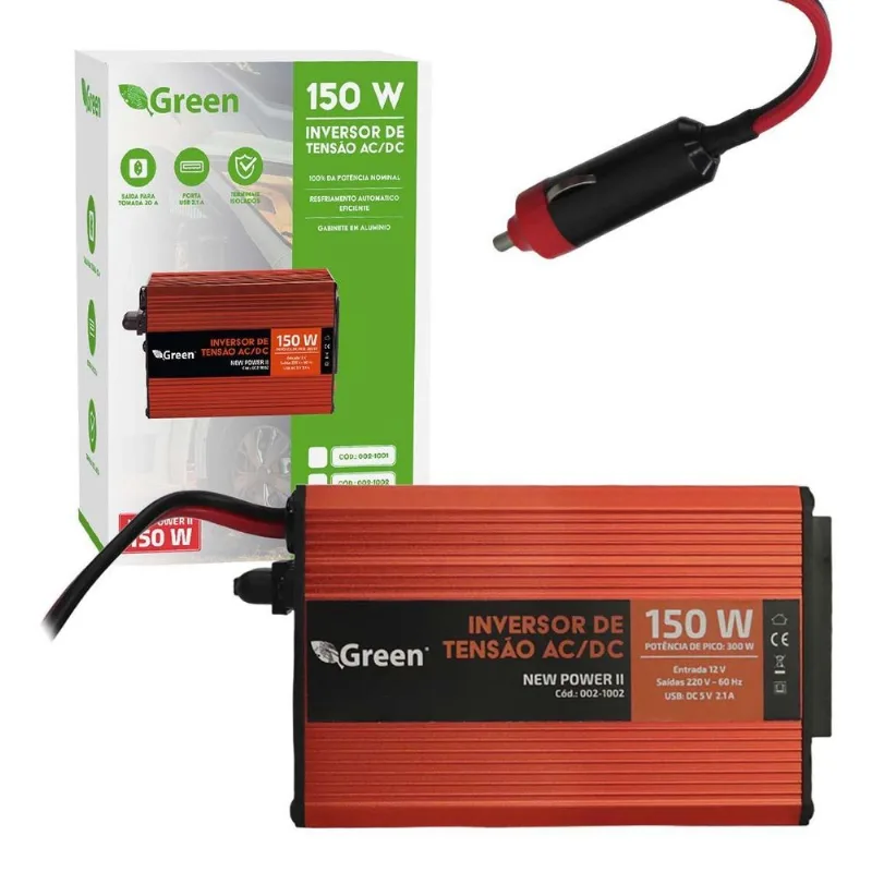 Inversor Tensão Corrente Veicular 12v 150w Usb 5v 2.1a 220v