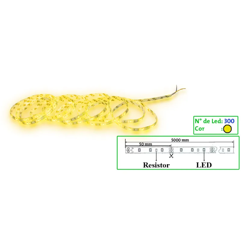 Fita LED Adesiva 12V 5m - Amarela Anxt