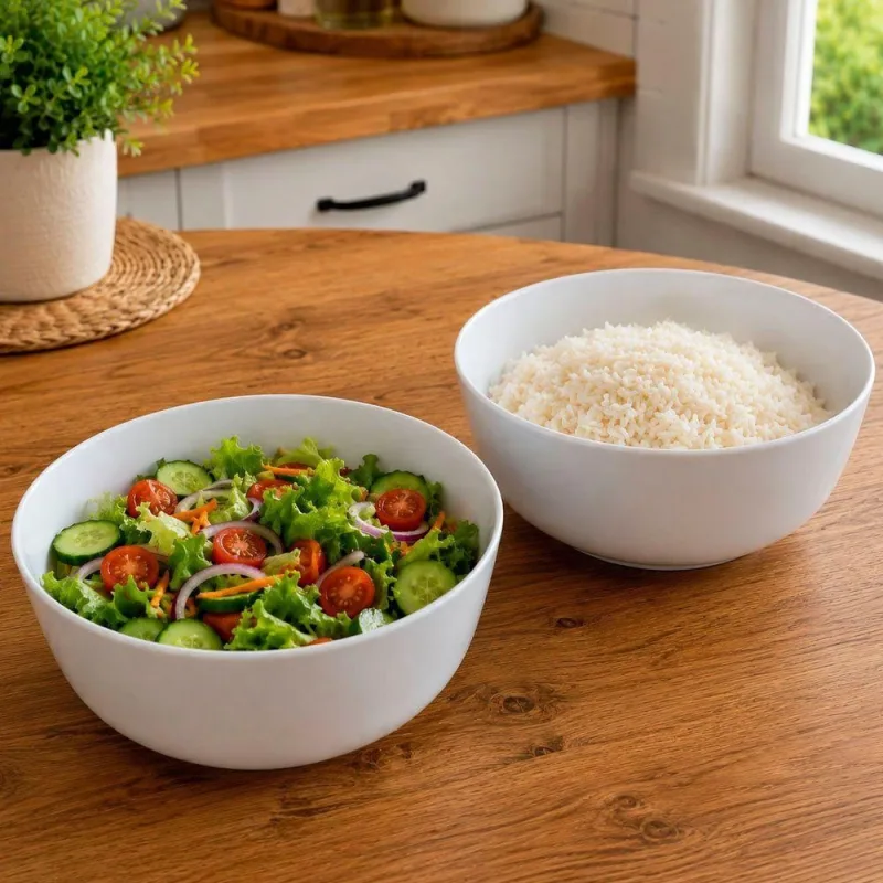 Tigela Bowl Grande Saladeira Melamina Leve Resistente Durável para Servir Alimentos Branca Kit 4 - OUTRAS - Agro