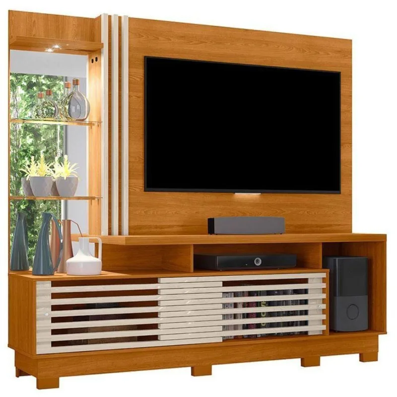 Estante Home Theater Frizz Plus Com Pés Cinamomo Off White - Madetec - madetec moveis - Móveis