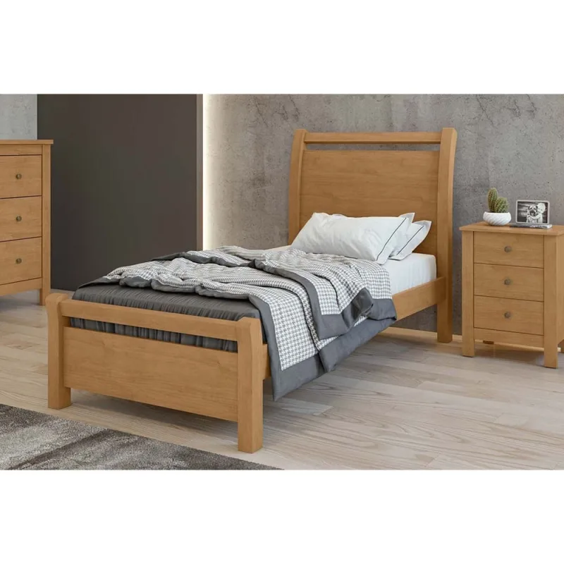 Cama Solteiro Reali Rovere/Amêndoa - Lopas - Não Disponível - Móveis