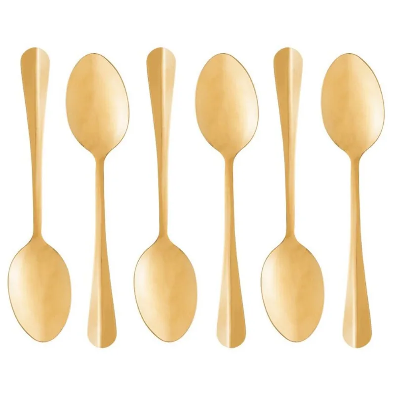 Conjunto 6 Colheres para Mesa Positano 18cm Dourado Lyor