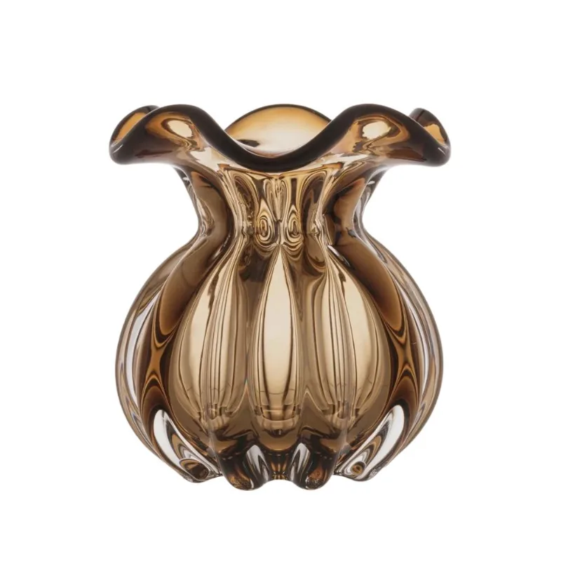 Vaso de Vidro Italy Marrom 10x11cm Vaso de Vidro Italy Marrom